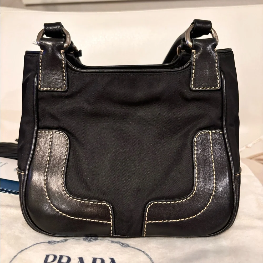 PRADA Black Leather & Nylon Mini Tassle Bag W/ COA & Dustbag LIKE NEW! - Picture 9 of 16